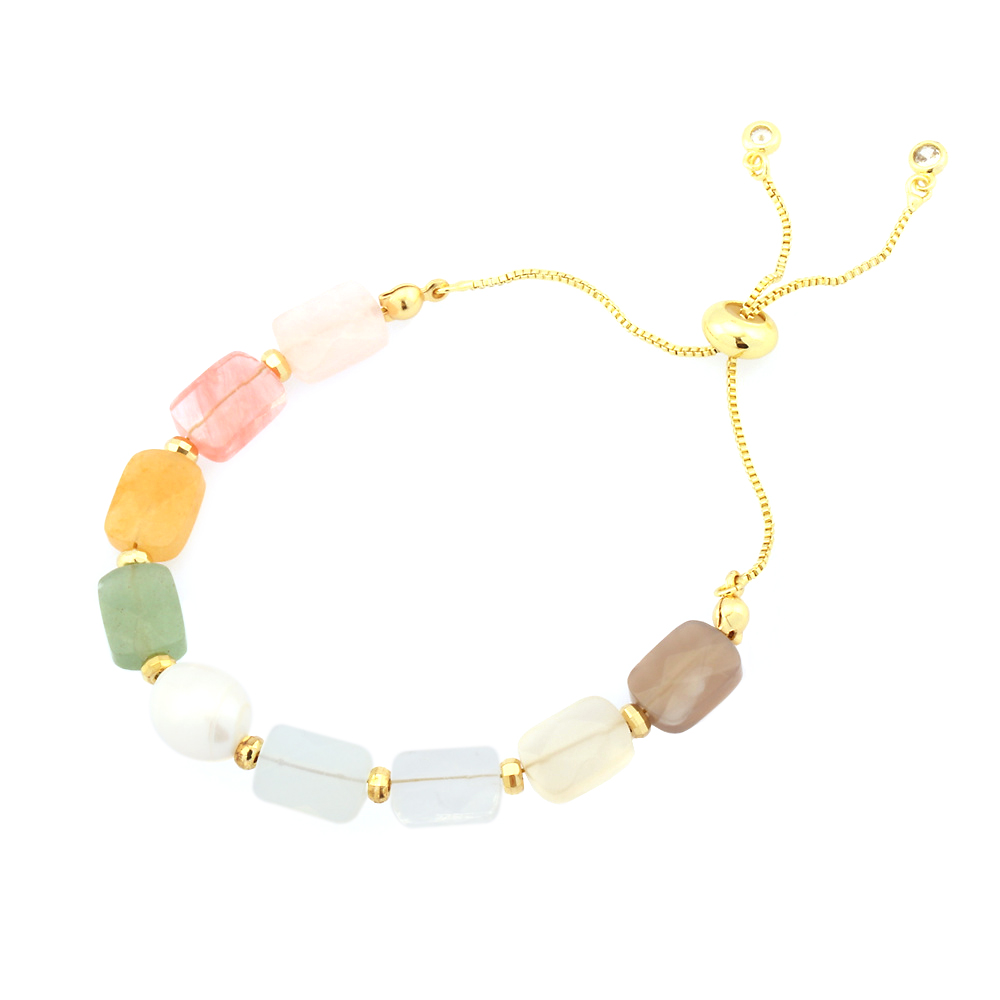Bohemian Quadrilateral Artificial Gemstones Copper 18k Gold Plated Bracelets In Bulk display picture 8