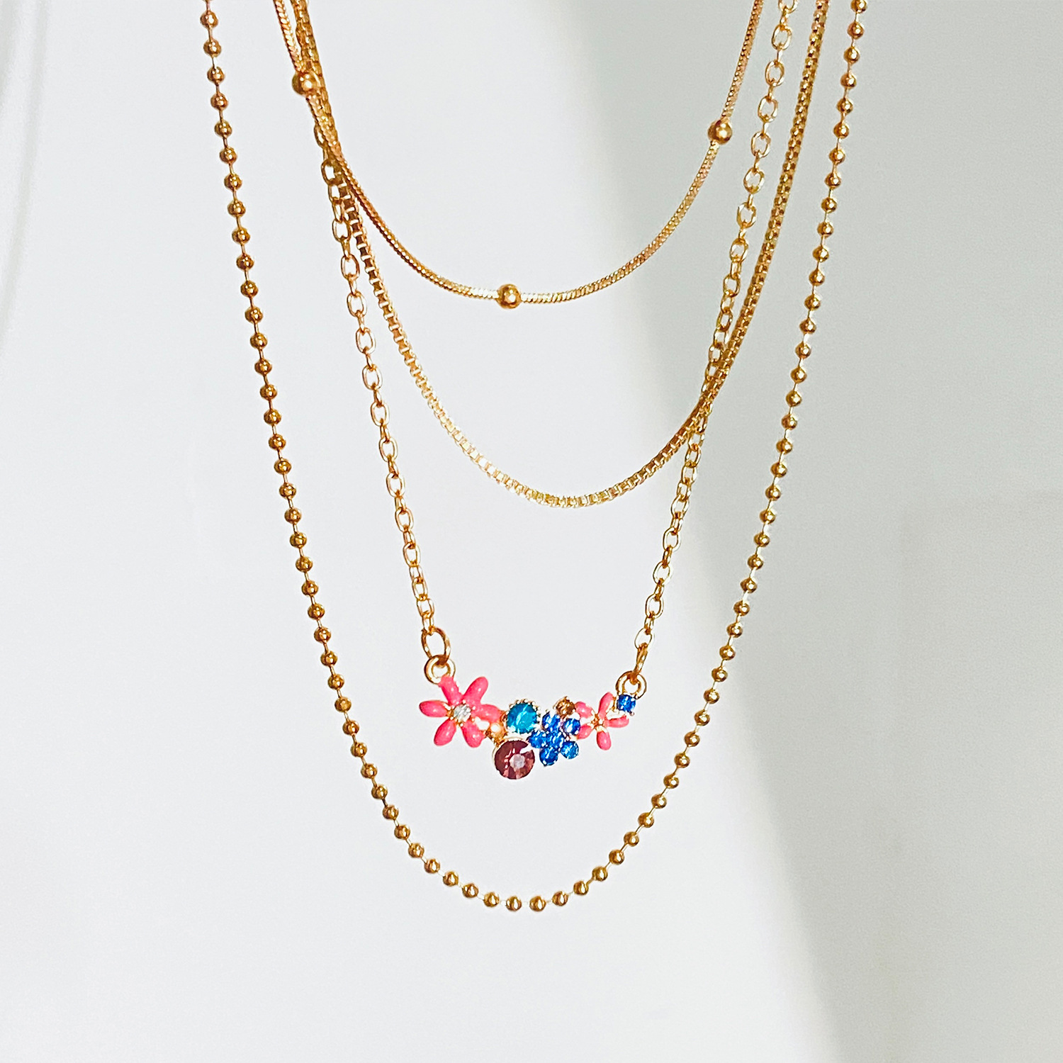 Ig Style Simple Style Flower 14k Gold Plated Alloy Wholesale Layered Necklaces display picture 2