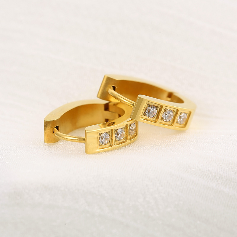1 Pair Luxurious Solid Color Plating Inlay Stainless Steel Zircon 18K Gold Plated Earrings display picture 8