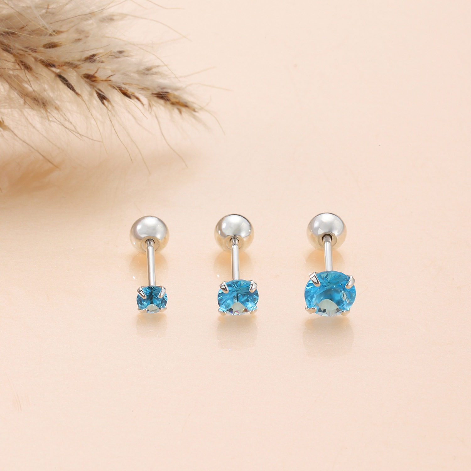 1 Pair Ig Style Lady Round Inlay Alloy Zircon Ear Studs Cartilage Earrings display picture 5