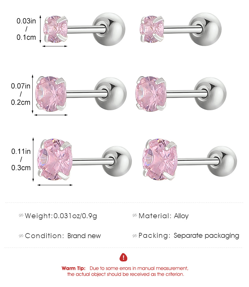 1 Pair Ig Style Lady Round Inlay Alloy Zircon Ear Studs Cartilage Earrings display picture 1