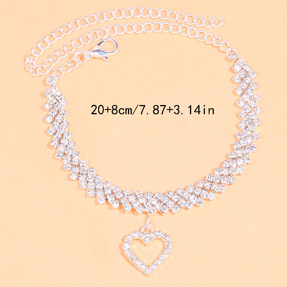 Vacation Heart Shape Silver Plated Rhinestones Alloy Wholesale Anklet display picture 3