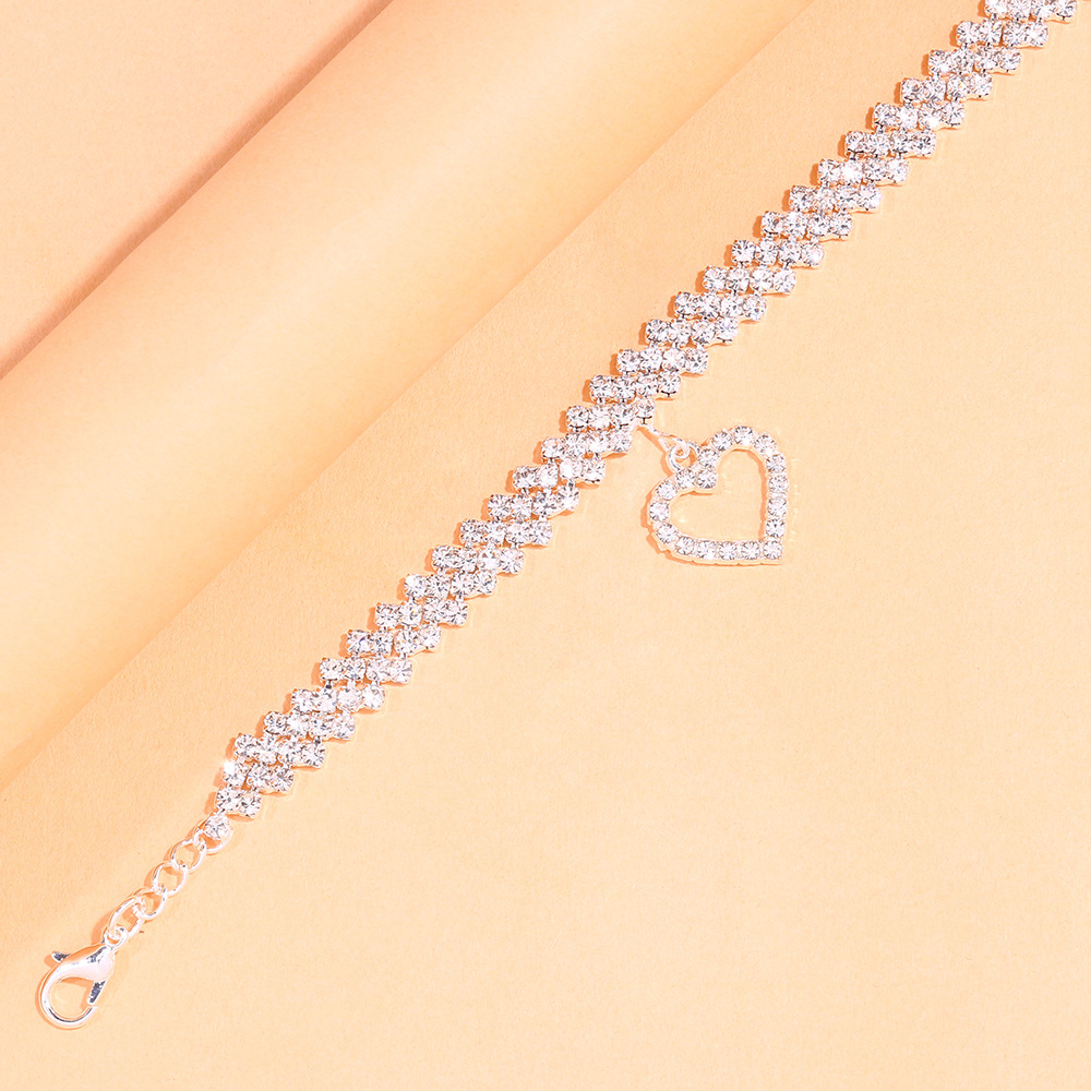 Vacation Heart Shape Silver Plated Rhinestones Alloy Wholesale Anklet display picture 1
