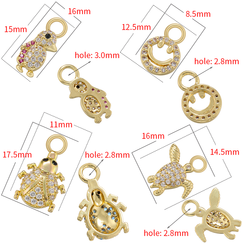 Casual Cute Simple Style Tortoise Animal Bird Copper 18k Gold Plated Zircon Charms In Bulk display picture 4