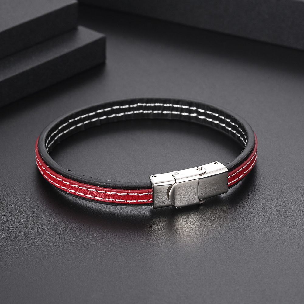 Casual Bloque De Color Acero Inoxidable Pulido Hombres Pulsera display picture 4