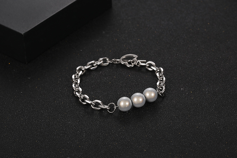 Ig Style Cool Style Heart Shape Titanium Steel Pearl Bracelets display picture 5