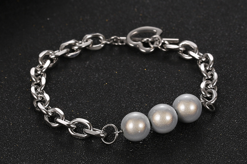 Ig Style Cool Style Heart Shape Titanium Steel Pearl Bracelets display picture 6
