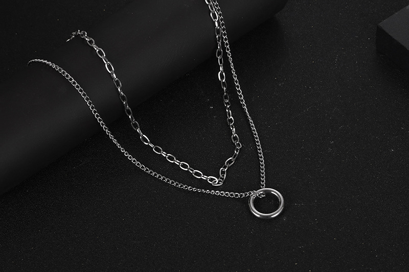 Hip-hop Simple Style Circle Titanium Steel Layered Necklaces display picture 3