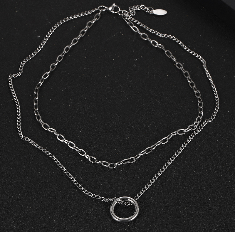 Hip-hop Simple Style Circle Titanium Steel Layered Necklaces display picture 6