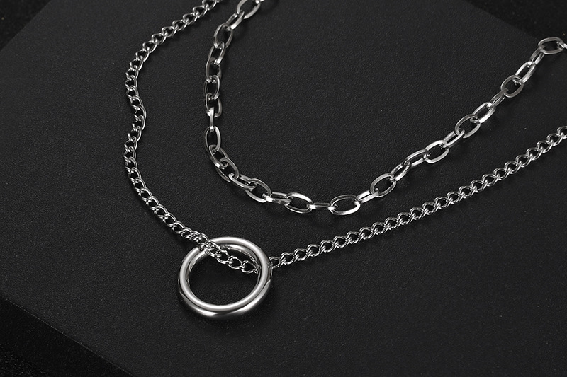 Hip-hop Simple Style Circle Titanium Steel Layered Necklaces display picture 8