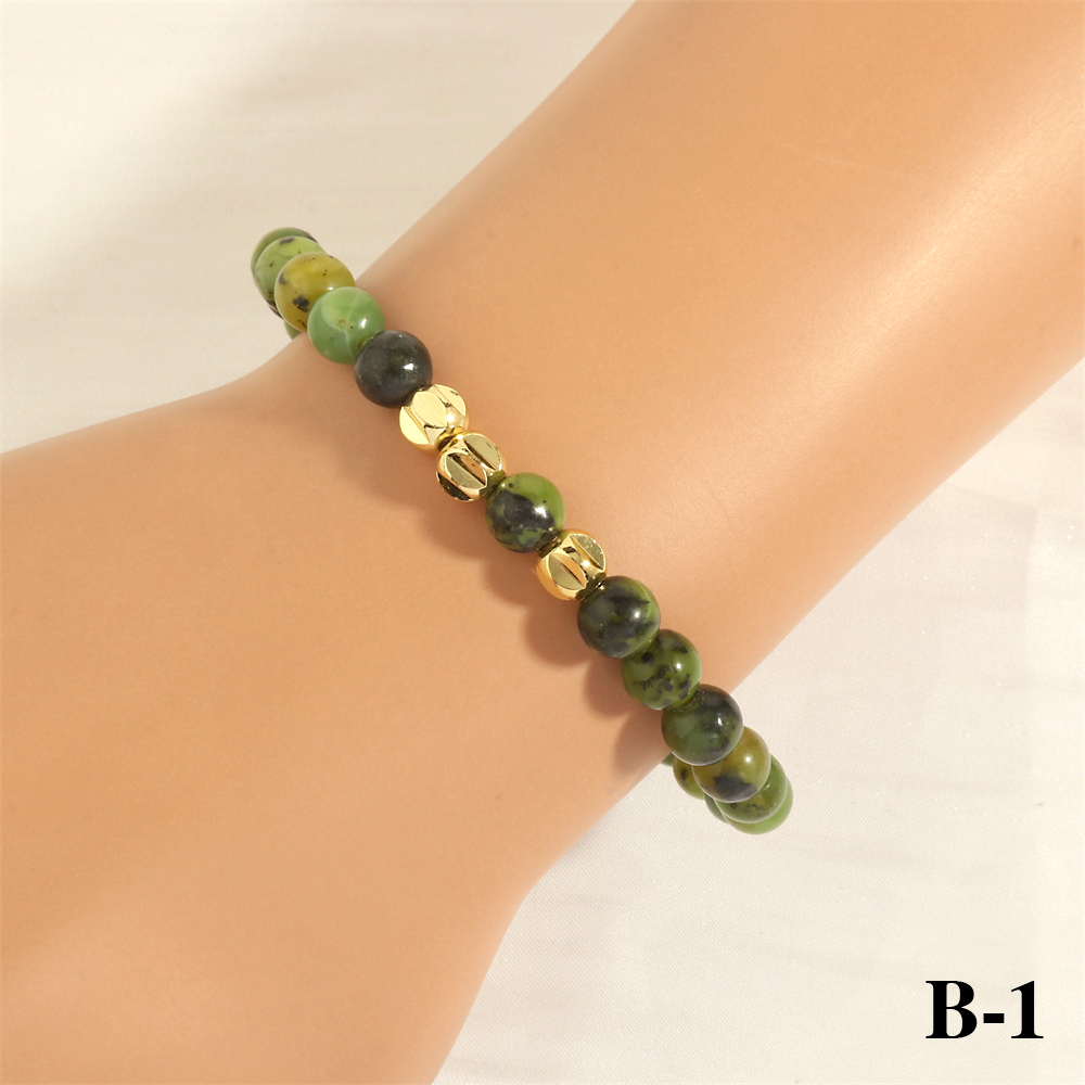 Retro Bohemian Round Artificial Gemstones Beaded Plating 18k Gold Plated Women's Bracelets display picture 7