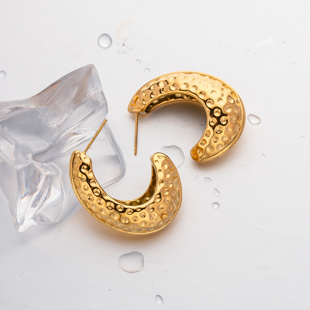 1 Pair Ig Style Simple Style C Shape Plating Stainless Steel 18k Gold Plated Ear Studs display picture 2