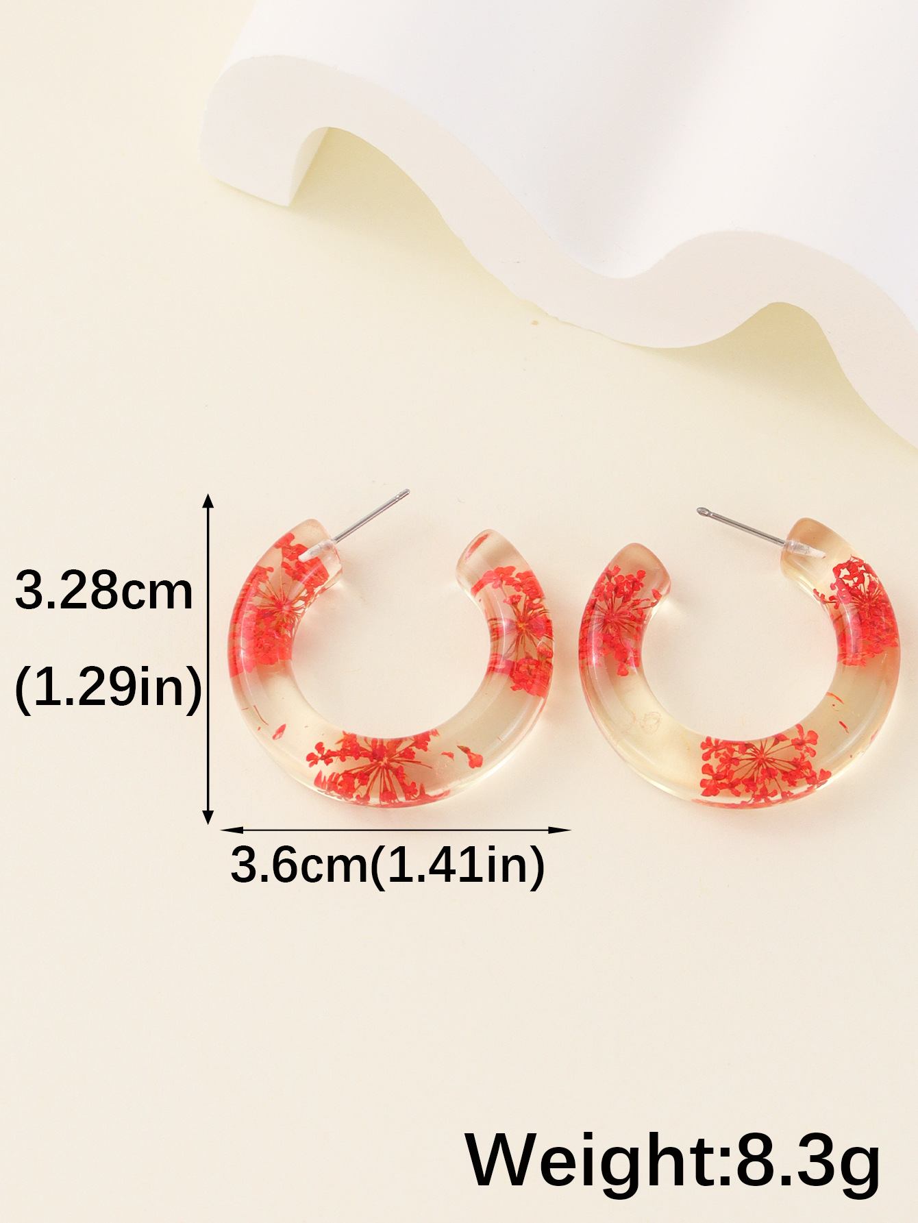 1 Pair Simple Style Flower Epoxy Resin Ear Studs display picture 2