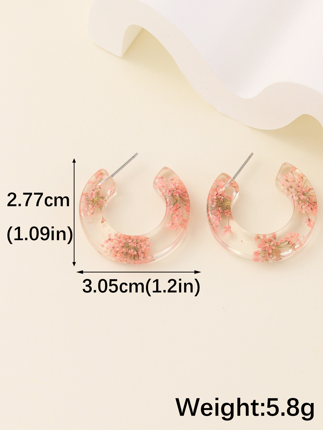 1 Pair Simple Style Flower Epoxy Resin Ear Studs display picture 12
