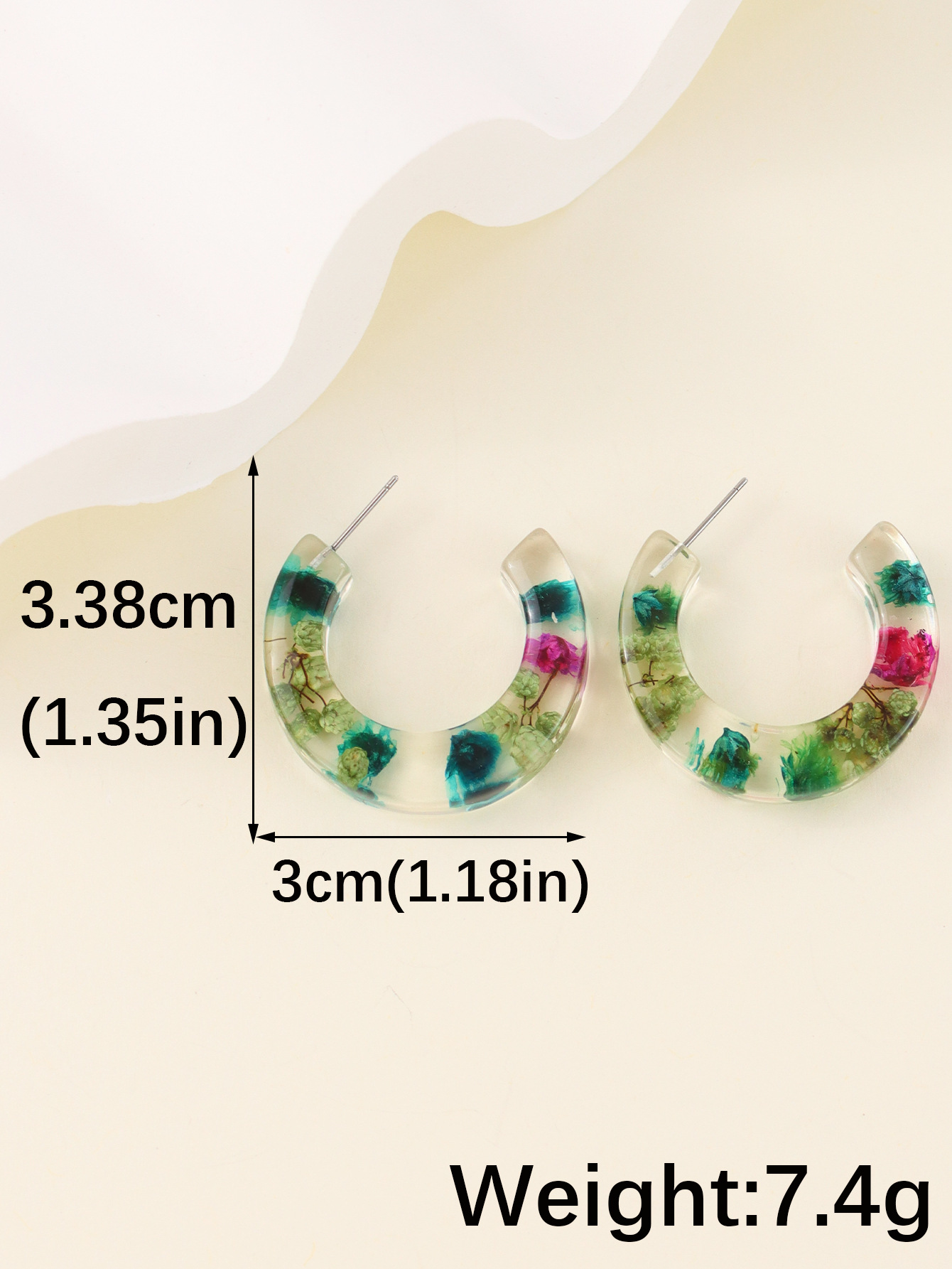 1 Pair Simple Style Flower Epoxy Resin Ear Studs display picture 17