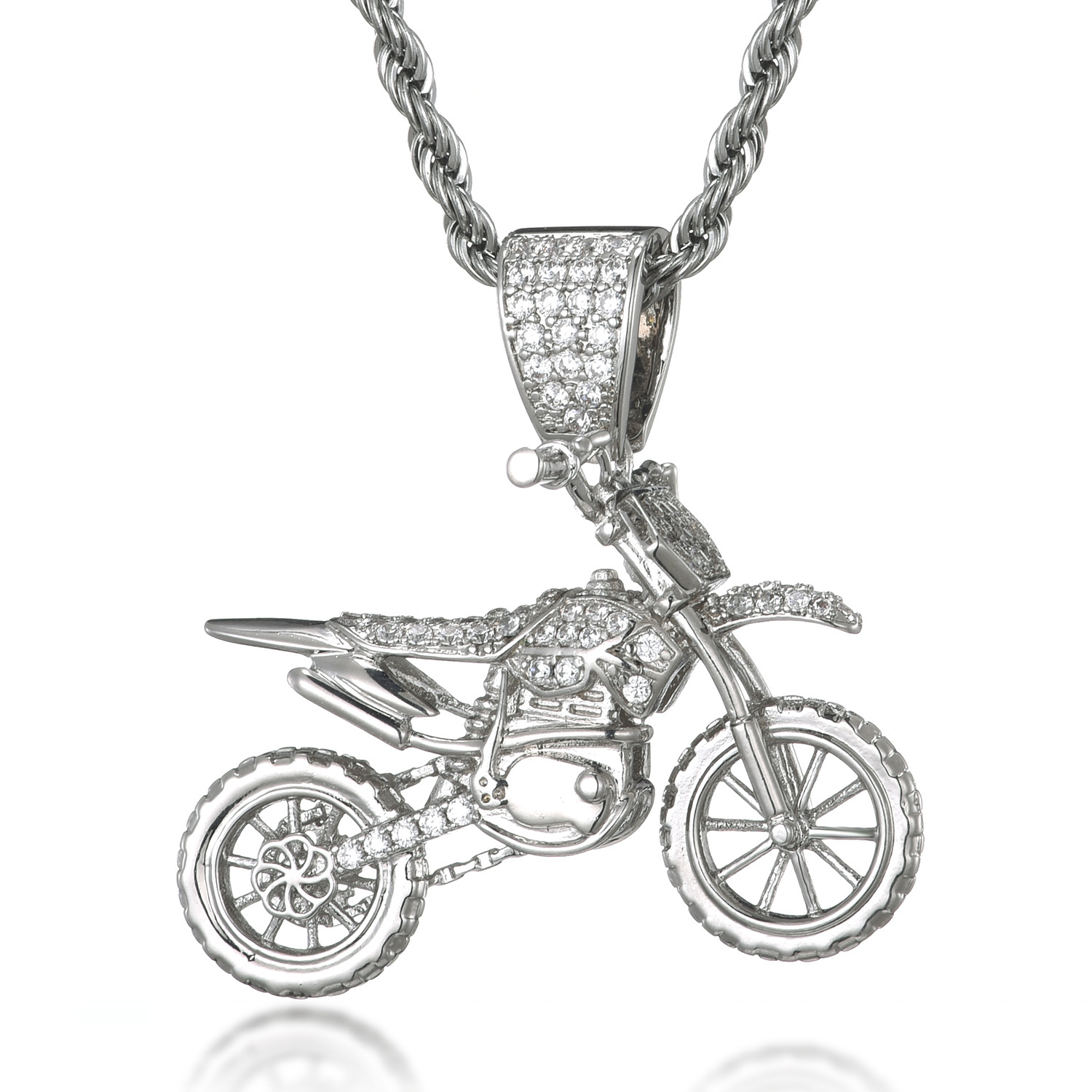 Casual Motorcycle Stainless Steel Copper Inlay Zircon Unisex Pendant Necklace display picture 3