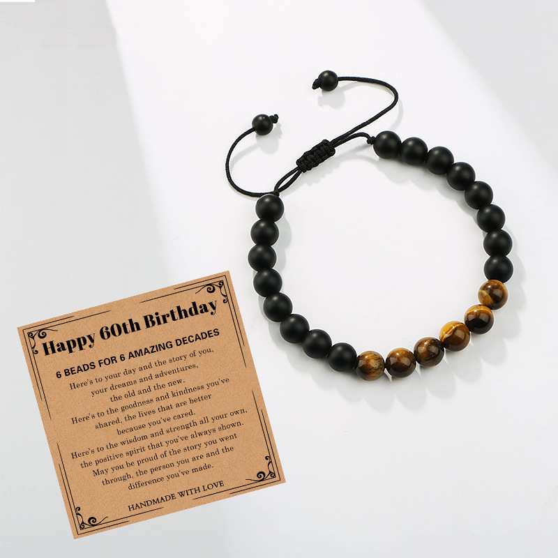 Retro Round Map Stone Grinding Sand Beaded Bracelets display picture 2