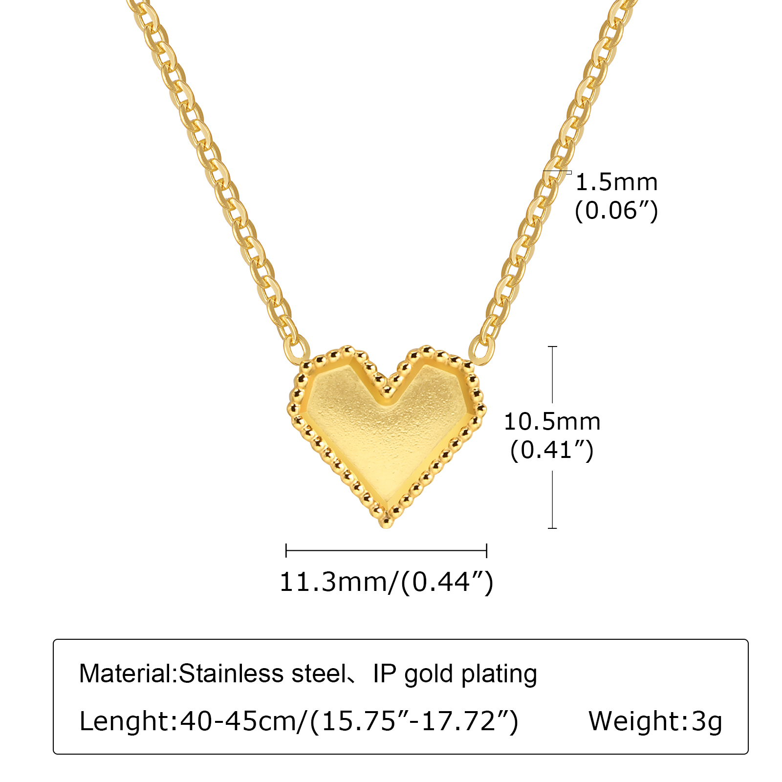 201 Edelstahl Vergoldet Einfacher Stil Herzform Halskette Mit Anhänger display picture 8