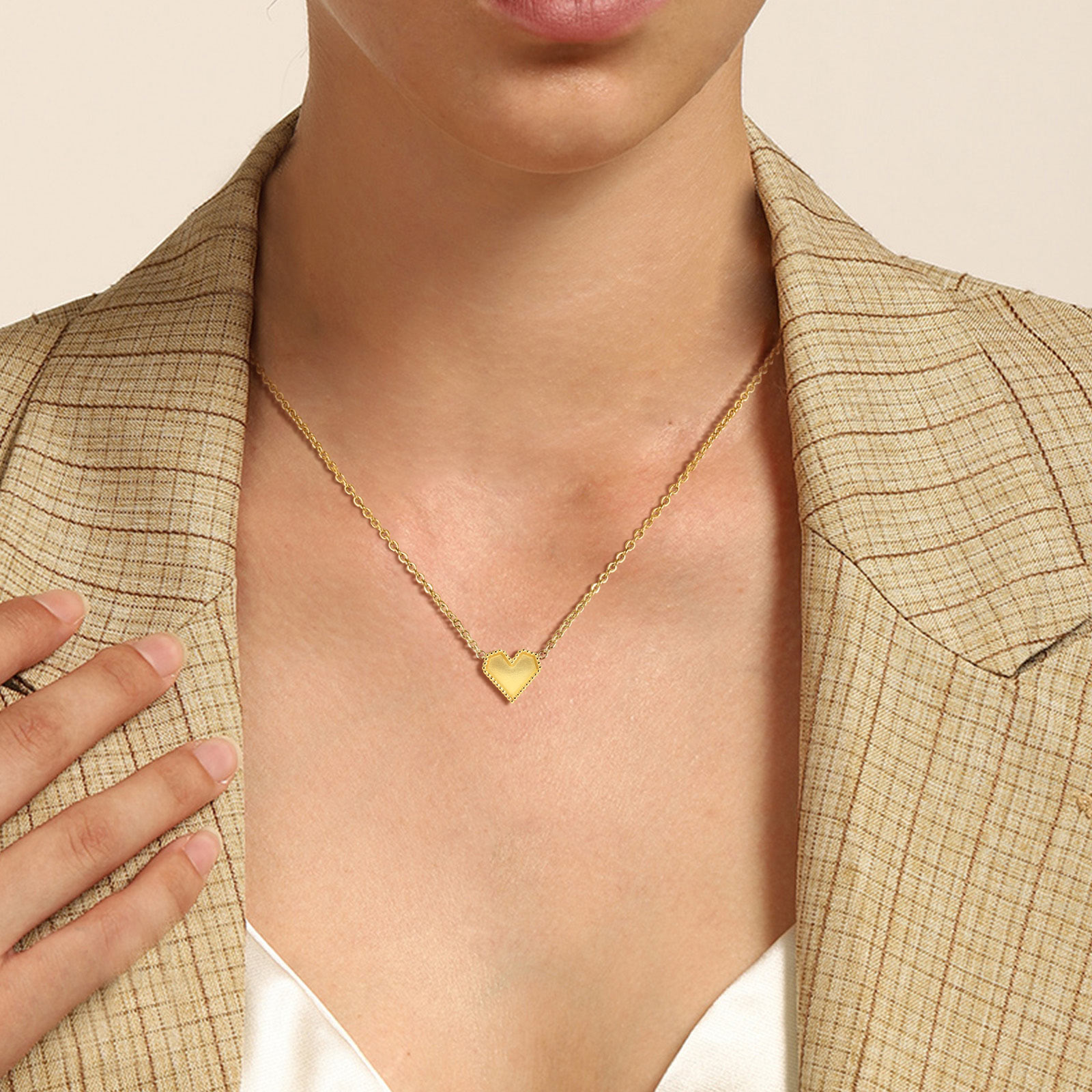 201 Edelstahl Vergoldet Einfacher Stil Herzform Halskette Mit Anhänger display picture 7