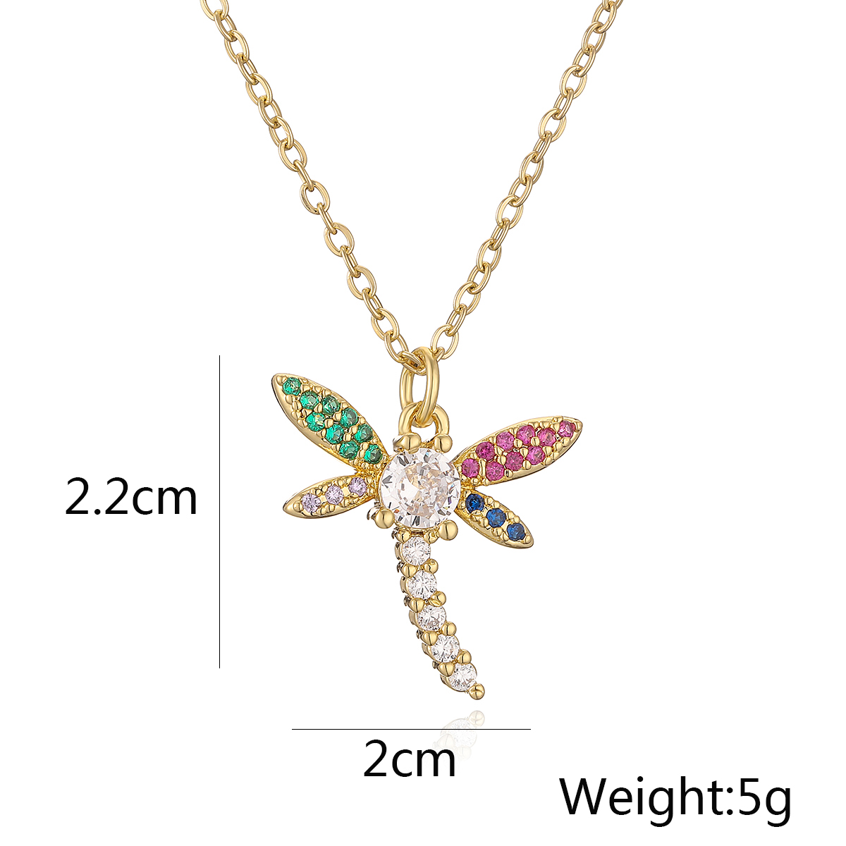 Simple Style Dragonfly Copper Plating Inlay Zircon 18k Gold Plated Pendant Necklace display picture 1