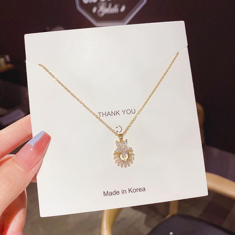 Elegant Lady Flower Titanium Steel Zircon Pendant Necklace In Bulk display picture 4