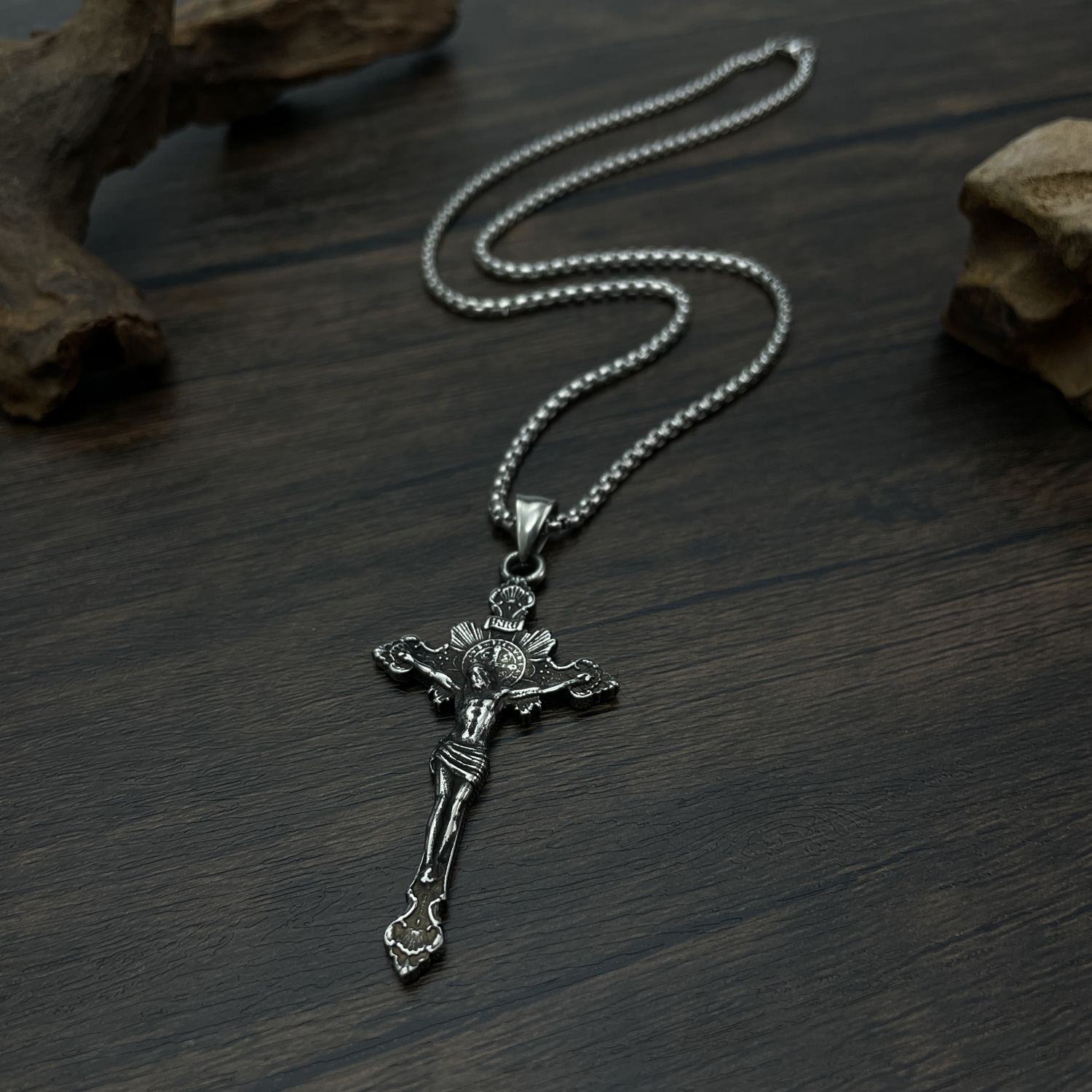 Hip-Hop Vintage Style Cross 304 Stainless Steel Men'S Pendant Necklace display picture 4