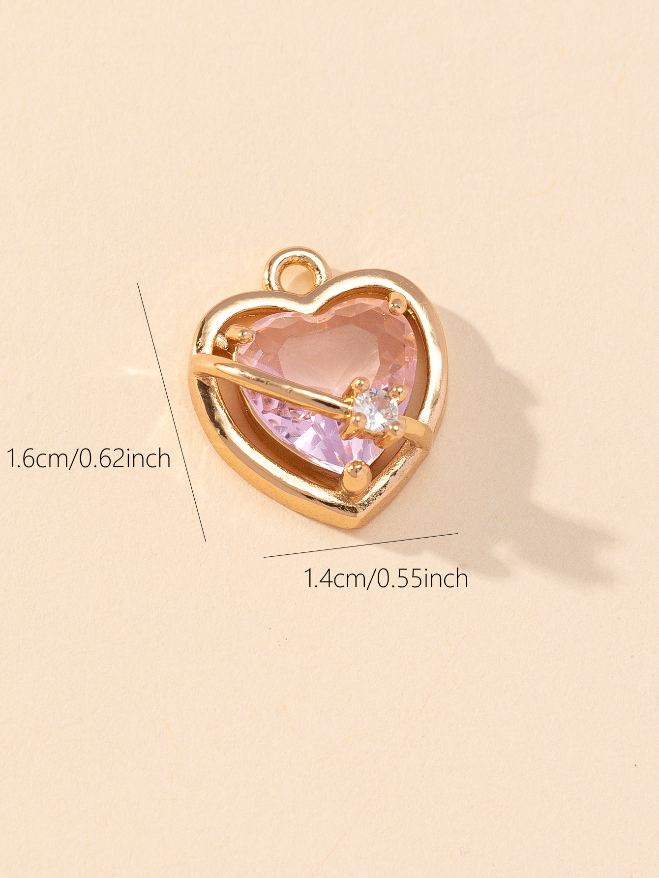 Princess Luxurious Shiny Heart Shape Glass Stone Alloy Wholesale Charms display picture 6