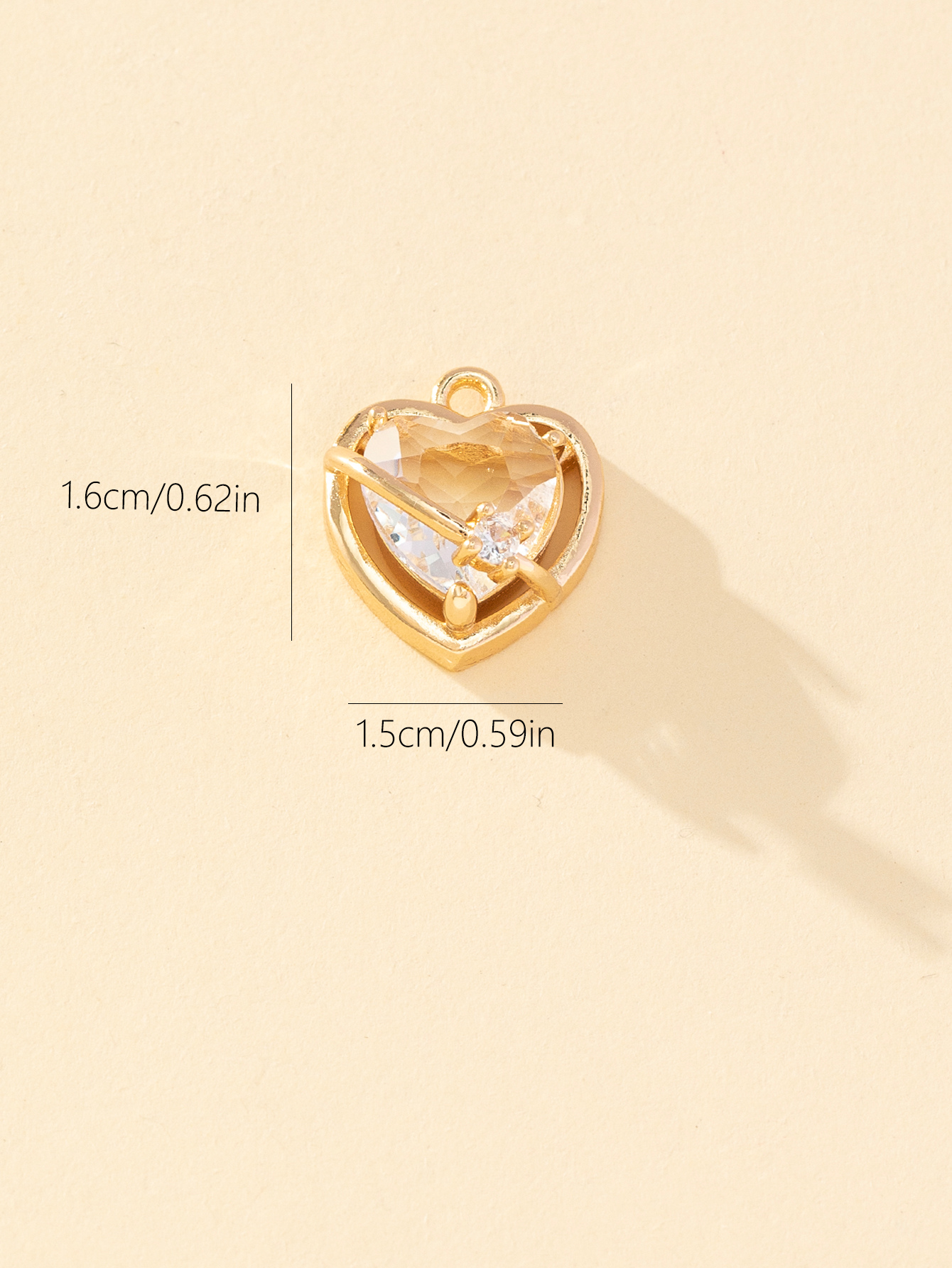 Princess Luxurious Shiny Heart Shape Glass Stone Alloy Wholesale Charms display picture 2