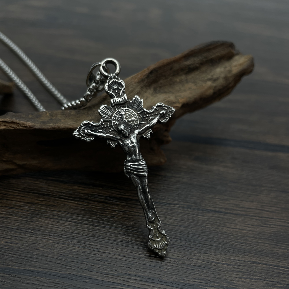 Hip-Hop Vintage Style Cross 304 Stainless Steel Men'S Pendant Necklace display picture 11