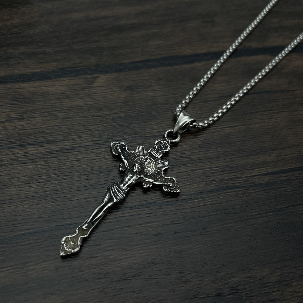 Hip-Hop Vintage Style Cross 304 Stainless Steel Men'S Pendant Necklace display picture 9