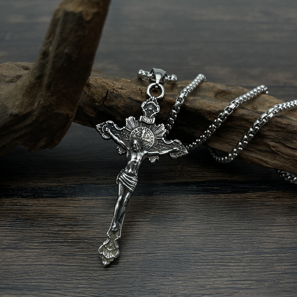 Hip-Hop Vintage Style Cross 304 Stainless Steel Men'S Pendant Necklace display picture 10