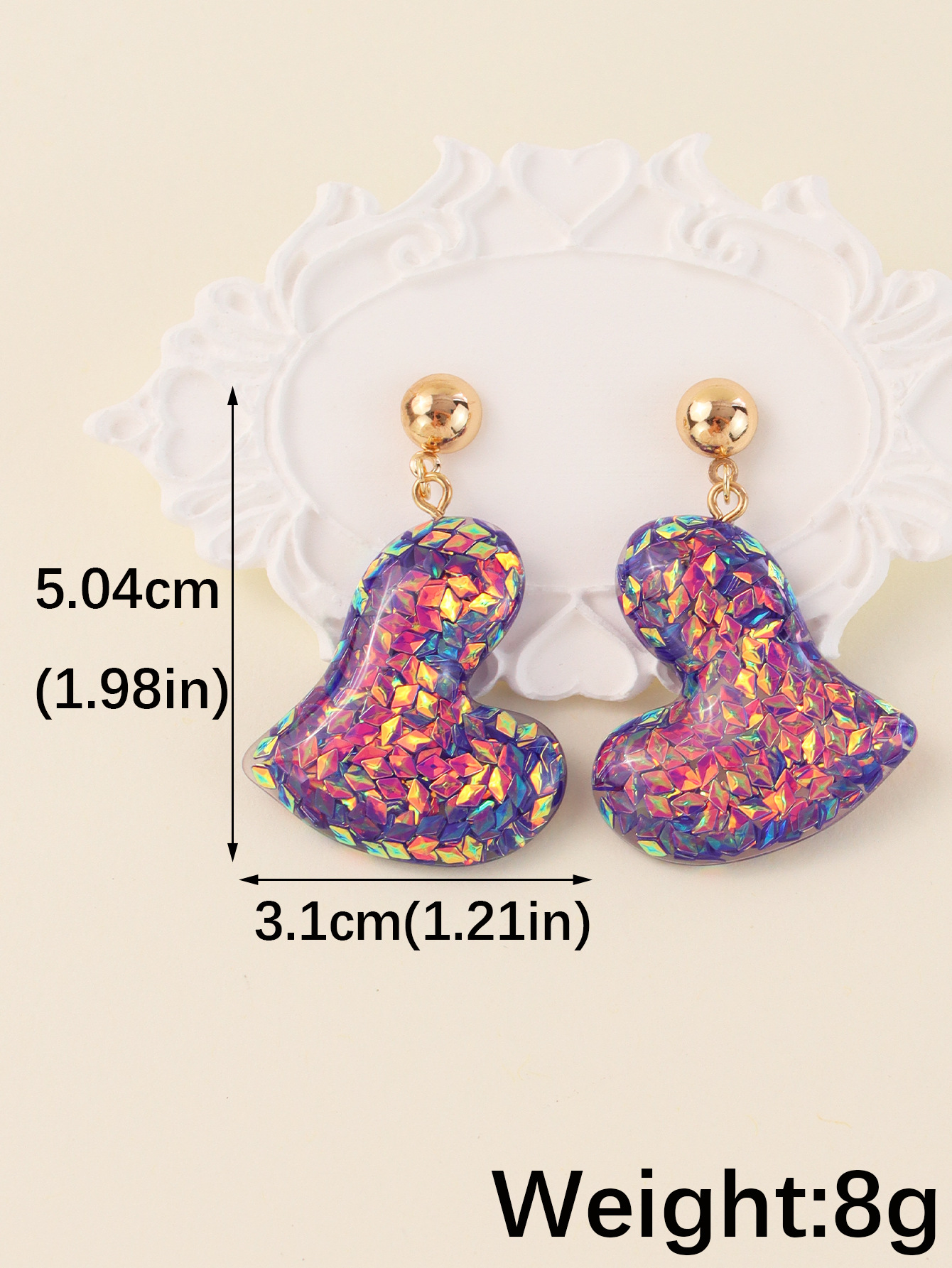 1 Pair Lady Heart Shape Resin Drop Earrings display picture 2