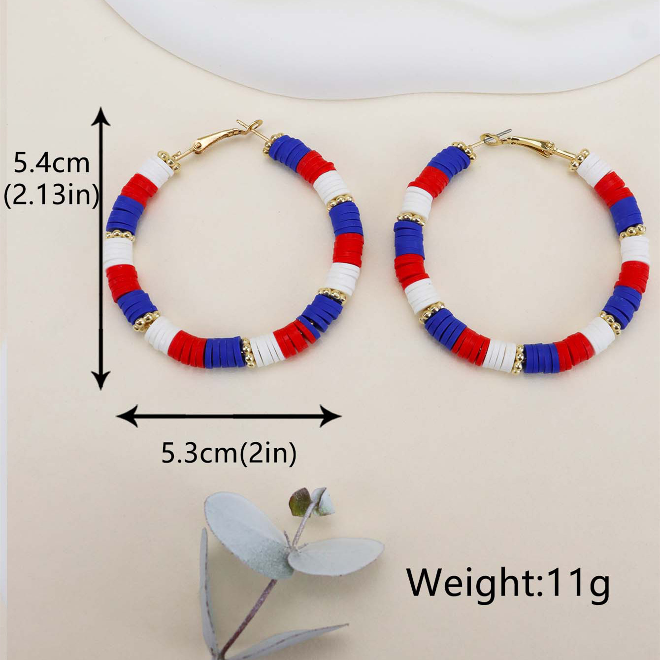 1 Pair Lady Color Block Soft Clay Iron Hoop Earrings display picture 3