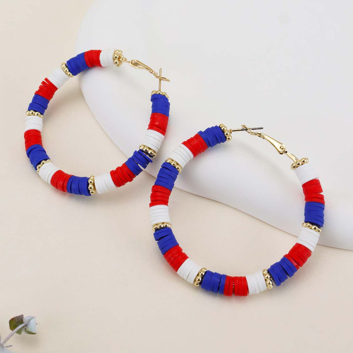 1 Pair Lady Color Block Soft Clay Iron Hoop Earrings display picture 4
