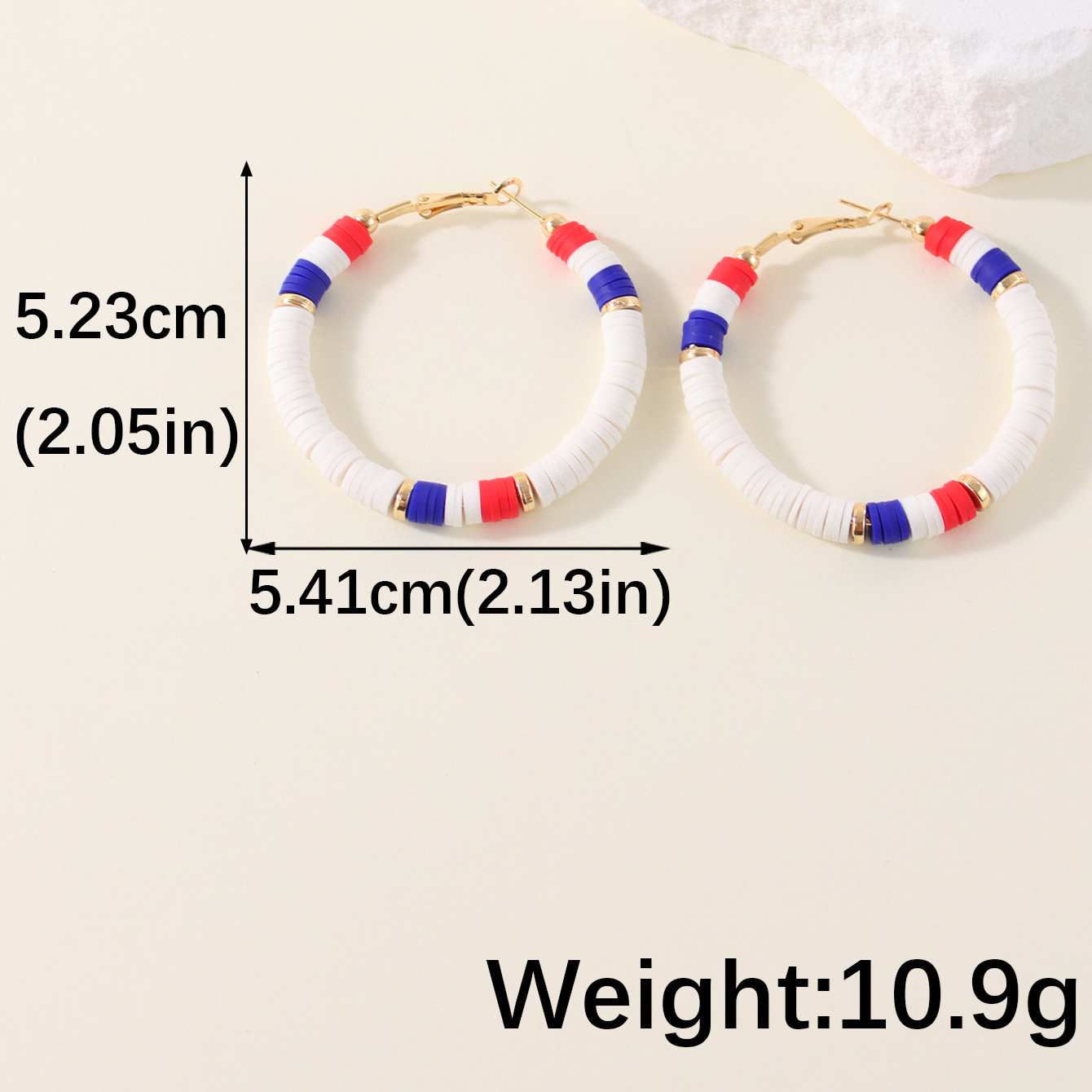1 Pair Lady Color Block Soft Clay Iron Hoop Earrings display picture 17