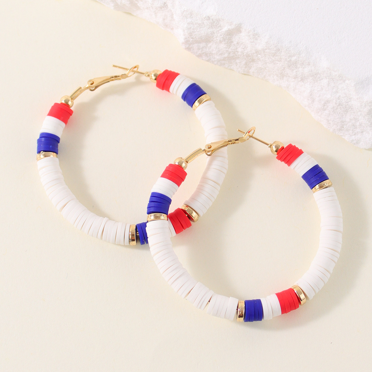 1 Pair Lady Color Block Soft Clay Iron Hoop Earrings display picture 18