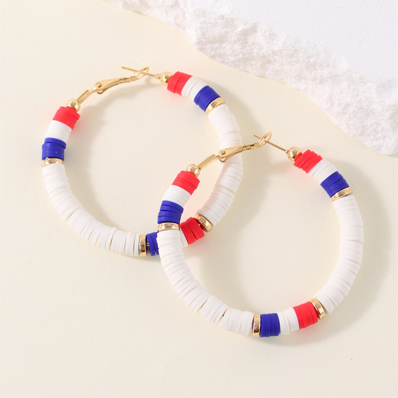 1 Pair Lady Color Block Soft Clay Iron Hoop Earrings display picture 19