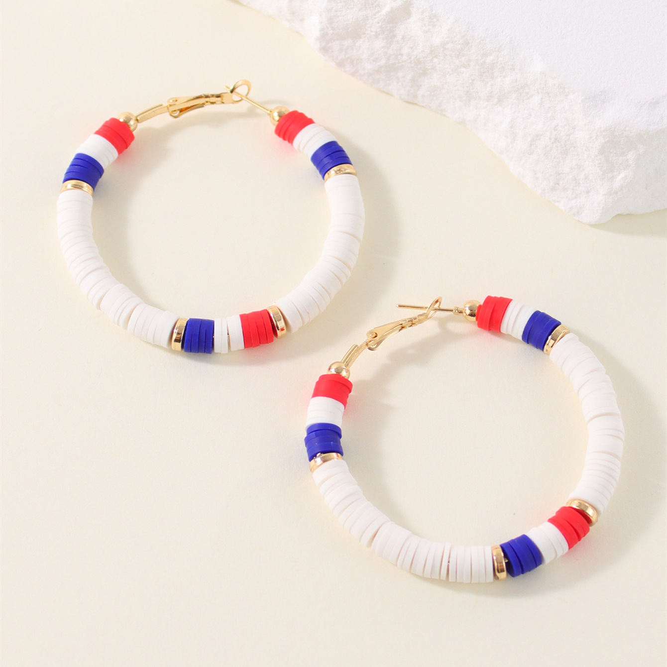 1 Pair Lady Color Block Soft Clay Iron Hoop Earrings display picture 20