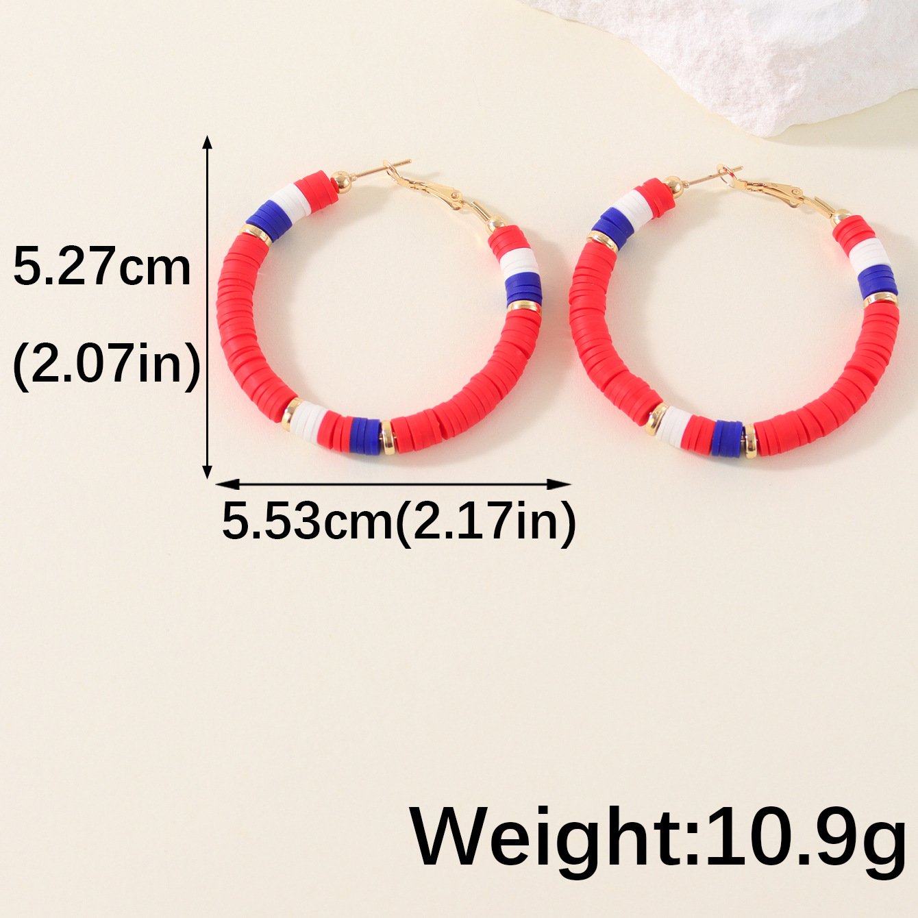 1 Pair Lady Color Block Soft Clay Iron Hoop Earrings display picture 22