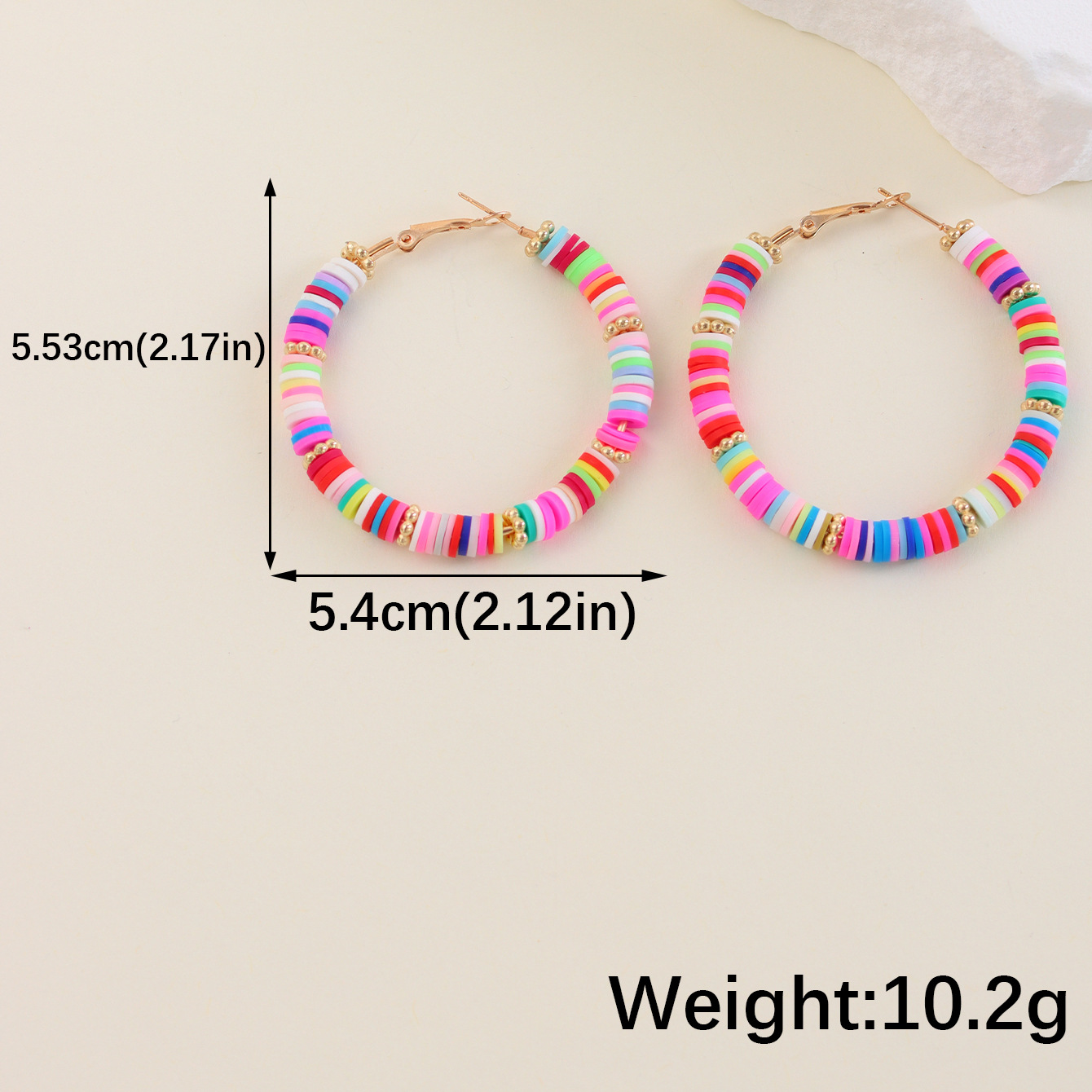 1 Pair Lady Color Block Soft Clay Iron Hoop Earrings display picture 27