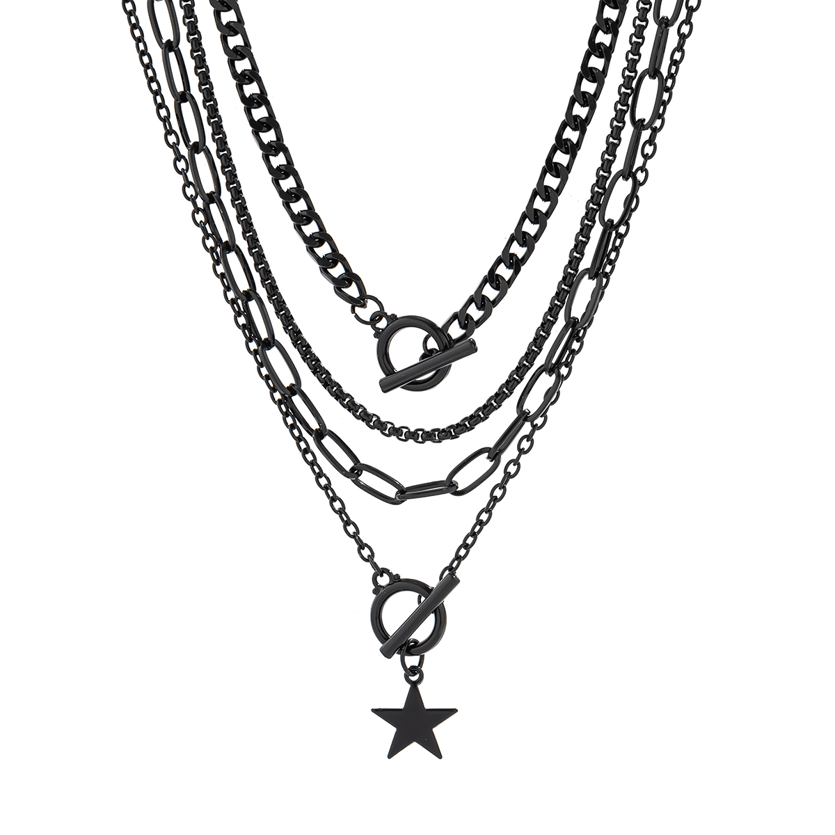 Wholesale Jewelry Hip-Hop Exaggerated Cool Style Irregular Pentagram Alloy Iron Tassel Necklace display picture 4