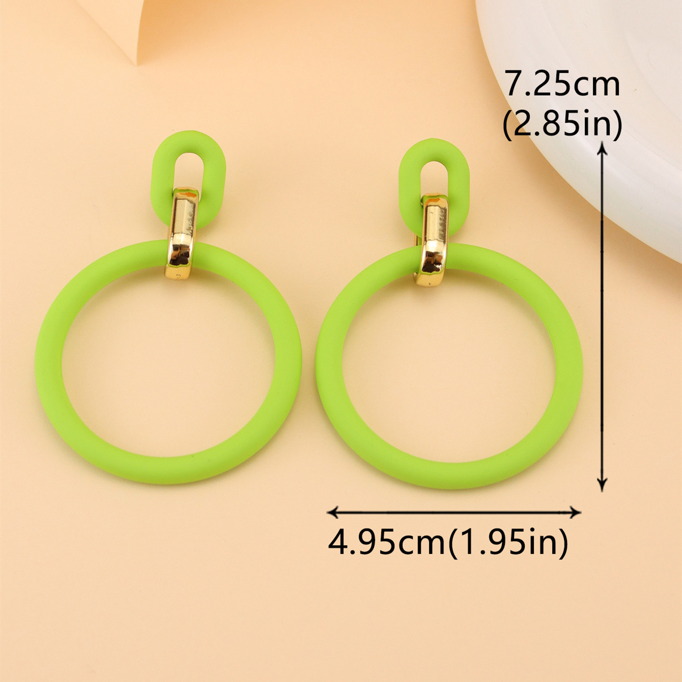 1 Pair Lady Double Ring Resin Iron Drop Earrings display picture 2