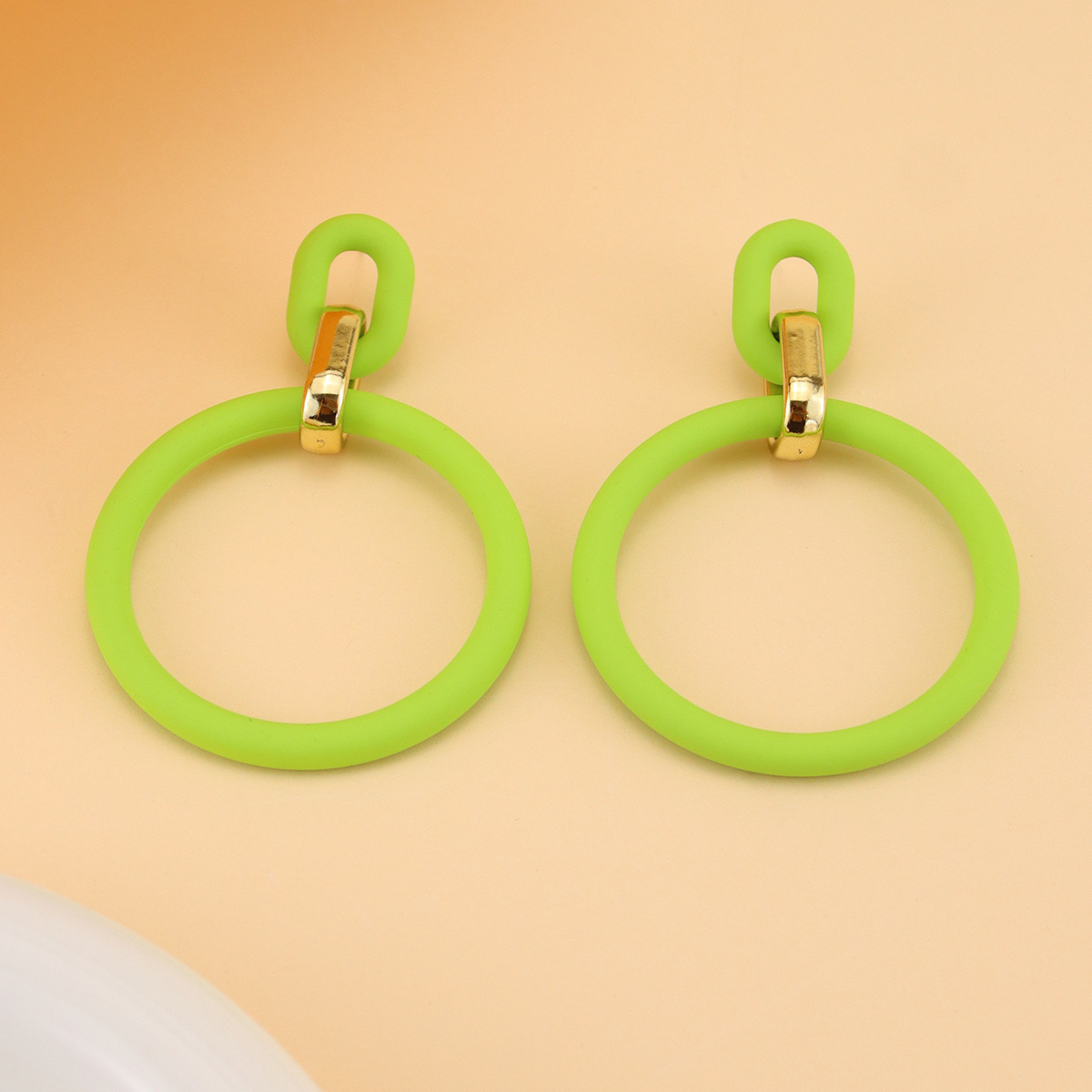 1 Pair Lady Double Ring Resin Iron Drop Earrings display picture 3