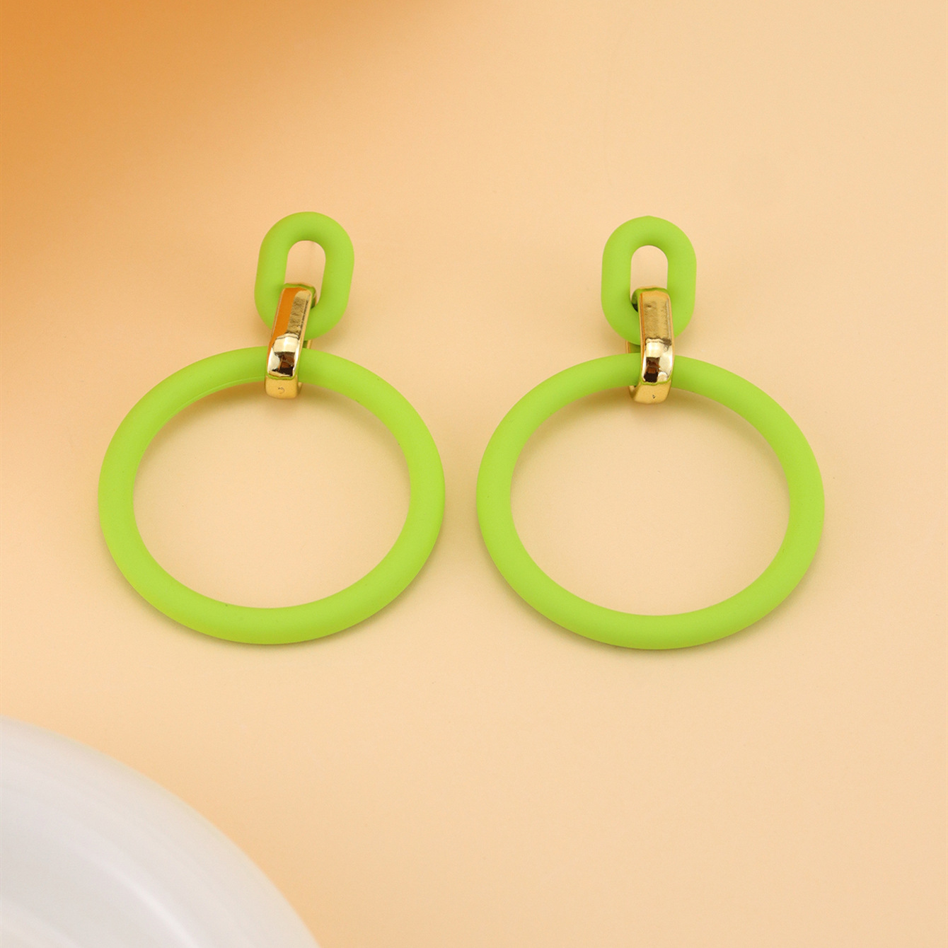 1 Pair Lady Double Ring Resin Iron Drop Earrings display picture 4