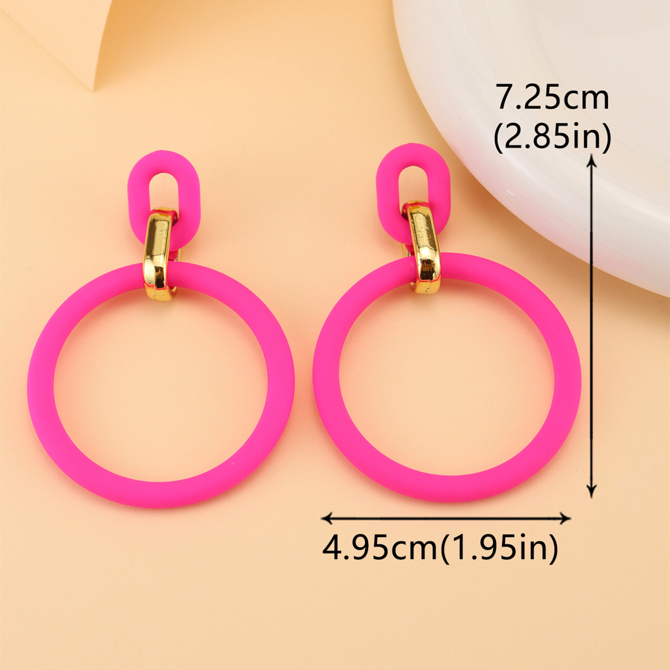 1 Pair Lady Double Ring Resin Iron Drop Earrings display picture 7