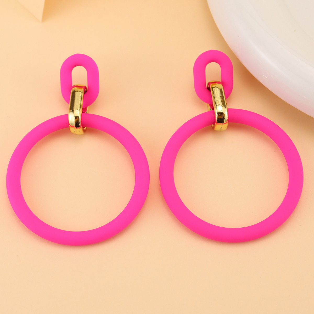 1 Pair Lady Double Ring Resin Iron Drop Earrings display picture 8