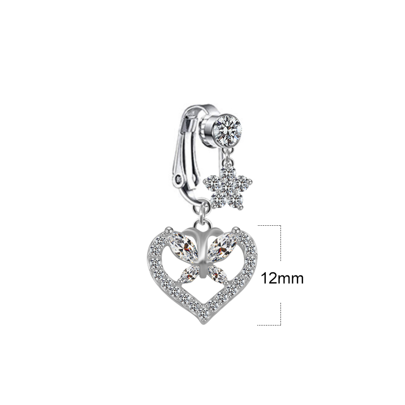 Cute Wedding Bridal Star Heart Shape Stainless Steel Alloy Copper Plating Inlay Artificial Crystal Agate Zircon 14k Gold Plated Silver Plated Belly Ring display picture 27