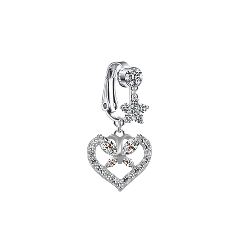 Cute Wedding Bridal Star Heart Shape Stainless Steel Alloy Copper Plating Inlay Artificial Crystal Agate Zircon 14k Gold Plated Silver Plated Belly Ring display picture 24