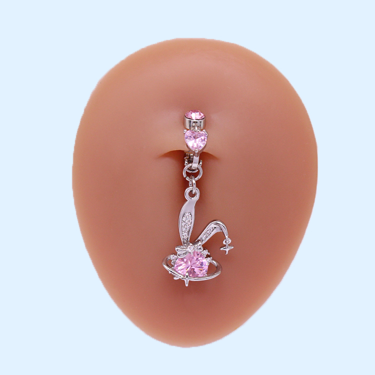 Cute Wedding Bridal Star Heart Shape Stainless Steel Alloy Copper Plating Inlay Artificial Crystal Agate Zircon 14k Gold Plated Silver Plated Belly Ring display picture 10