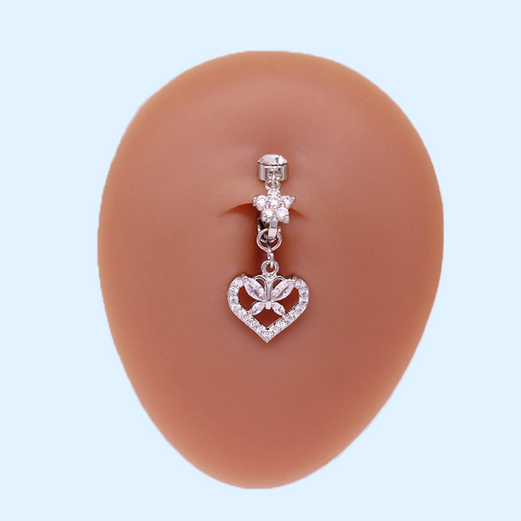 Cute Wedding Bridal Star Heart Shape Stainless Steel Alloy Copper Plating Inlay Artificial Crystal Agate Zircon 14k Gold Plated Silver Plated Belly Ring display picture 11